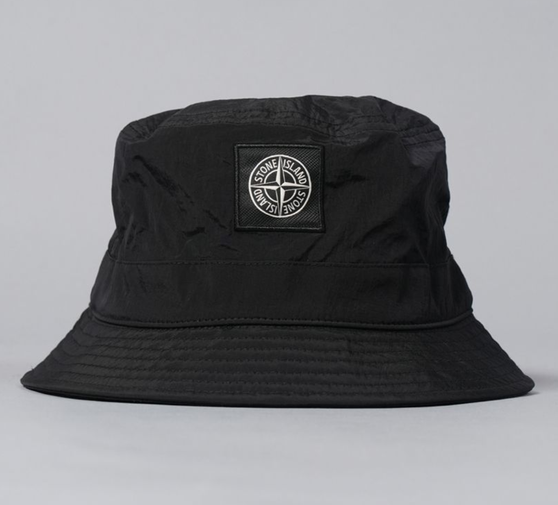 STONE ISLAND Hat 801599376 ナイロンメタル バケットハット BLACK